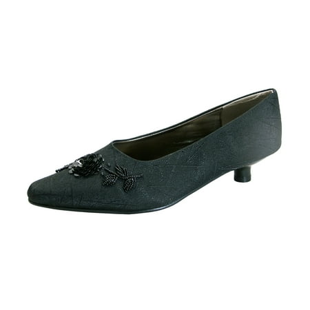FLORAL Ayla Women s Wide Width Satin Upper Dress Pumps BLACK 9
