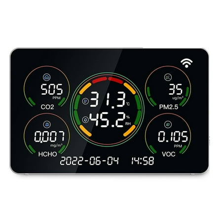 7 in 1 Indoor Air Quality Monitor High Accuracy CO2 Detector Pm2.5 TVOC HCHO Tester Temperature and Humidity Meter
7 in 1 Indoor Air Quality Monitor High Accuracy CO2 Detector Pm2.5 TVOC HCHO Tester Temperature and Humidity Meter
