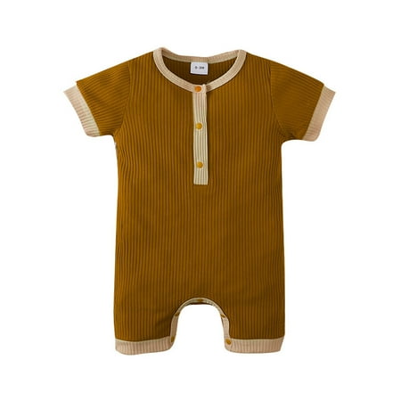 Baby’s Short Sleeve Jumpsuit Summer Fashion Contrast Color Round Neck Single-breasted Romper
Baby’s Short Sleeve Jumpsuit Summer Fashion Contrast Color Round Neck Single-breasted Romper