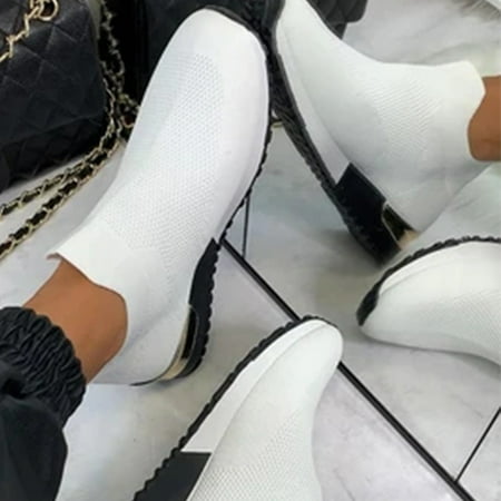 Hhdxre Sports Casual Shoes Large Flying Shoes Breathable Soft Bottom Comfortable Lightweight Socks Shoes for Women(White 42)