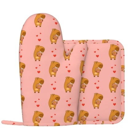 Oven Mitts and Pot Holders Sets - Capybaras Donut Heat Resistant Silicone Oven Gloves (Left Glove) with Non-Slip Silicone Surface and hot pads for kitchen Baking Cooking
Oven Mitts and Pot Holders Sets - Capybaras Donut Heat Resistant Silicone Oven Gloves (Left Glove) with Non-Slip Silicone Surface and hot pads for kitchen Baking Cooking
