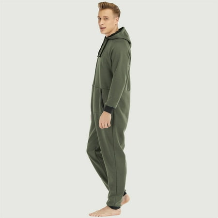 Zedker 2021 Men s Thickened Fleece Sweater One-piece Homewear Pajamas With Hat