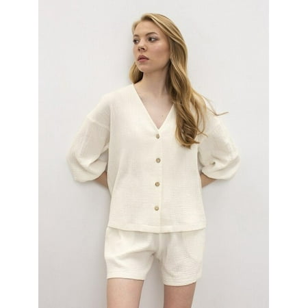 DanceeMangoo V-Neck Cotton Sleepwear Three Quarter Lanter Sleeve Single-Breasted Sexy Pajamas Beige Grey New In Matching Sets Casual
DanceeMangoo V-Neck Cotton Sleepwear Three Quarter Lanter Sleeve Single-Breasted Sexy Pajamas Beige Grey New In Matching Sets Casual