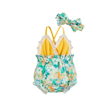 wybzd Newborn Baby Girl Romper Floral Print Sleeveless Backless Lace Ruffle Bodysuit+Headband Outfits Yellow 0-3 Months
wybzd Newborn Baby Girl Romper Floral Print Sleeveless Backless Lace Ruffle Bodysuit+Headband Outfits Yellow 0-3 Months
