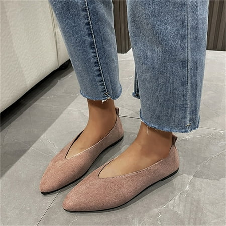 Ladies Fashion Solid Color Suede Pointed Shallow Mouth Comfortable Slat Casual Shoes
Ladies Fashion Solid Color Suede Pointed Shallow Mouth Comfortable Slat Casual Shoes