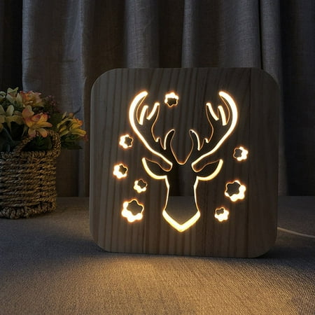 Wooden LED Night Light Animal Shaped 3D USB Charging Desk Lamp Decoration for Bedroom Elk
Wooden LED Night Light Animal Shaped 3D USB Charging Desk Lamp Decoration for Bedroom Elk