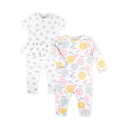 Little Star Organic Baby Girl 2Pk Rompers Size Newborn - 24M