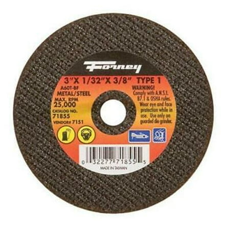 2PK Forney Industries 71855 Aluminum Oxide Cutting Wheel 3 X 1/32 X 3/8
2PK Forney Industries 71855 Aluminum Oxide Cutting Wheel 3 X 1/32 X 3/8