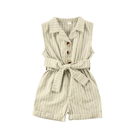 wdehow Baby Girls Romper with Belt Stripe Sleeveless One-piece Bodysuit Wide Leg Turn-down Collar Jumpsuit
wdehow Baby Girls Romper with Belt Stripe Sleeveless One-piece Bodysuit Wide Leg Turn-down Collar Jumpsuit