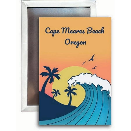 Cape Meares Beach Oregon Souvenir 2x3 Fridge Magnet Wave Design