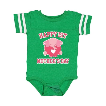Inktastic Happy 1st Mother s Day with Cute Elephant Gift Baby Girl Bodysuit