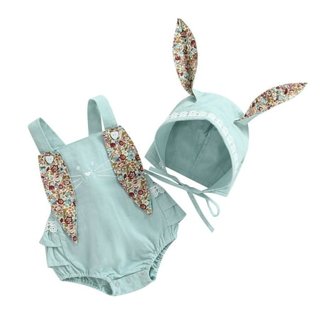 Baby Girls Summer Casual Romper Sleeveless Floral Print Bunny Ear Playsuit with Cartoon Hat
Baby Girls Summer Casual Romper Sleeveless Floral Print Bunny Ear Playsuit with Cartoon Hat