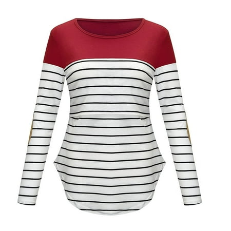 Maternity Tops Women Maternity Long Sleeve Striped Nursing Tops T-shirt For Breastfeeding Red S
Maternity Tops Women Maternity Long Sleeve Striped Nursing Tops T-shirt For Breastfeeding Red S