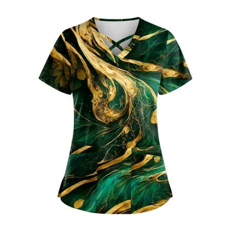 Bicoasu Plus Size Cute Printed Scrub Working Uniform Tops For Women Cross V-Neck Short Sleeve Fun T-Shirts Working Uniform Tee With Pockets Dark Green L
Bicoasu Plus Size Cute Printed Scrub Working Uniform Tops For Women Cross V-Neck Short Sleeve Fun T-Shirts Working Uniform Tee With Pockets Dark Green L