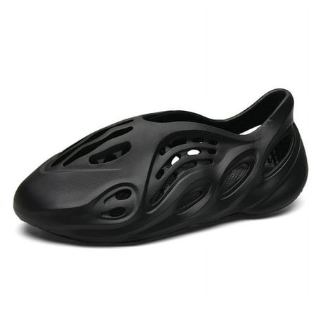 

Men Women s Sandals Comfortable Rubber Waterproof Strap Footbed Foam Slip on Slide Sandals（Black）