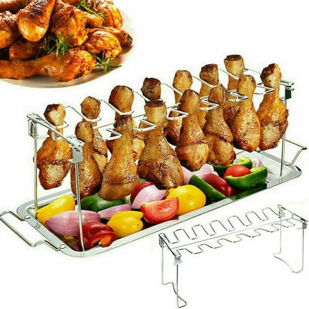 Chicken Leg And Wing Rack for Grill Smoker 14 Slots Chicken Leg Rack Stainless Steel