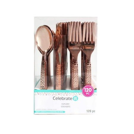 MICHAELS Rose Gold Hammered Plastic Cutlery Set by Celebrate It™