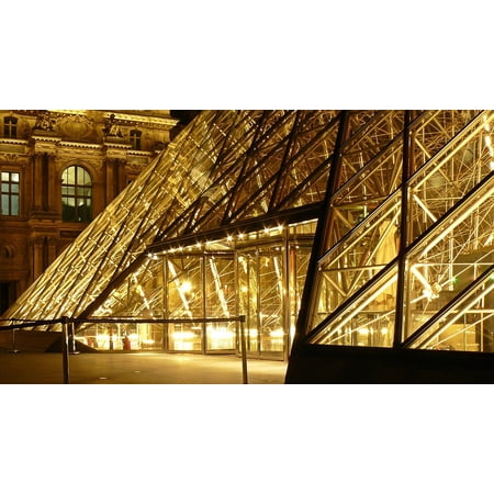 Canvas Print Pyramid Museum Paris Louvre France Glass Pyramid Stretched Canvas 10 x 14