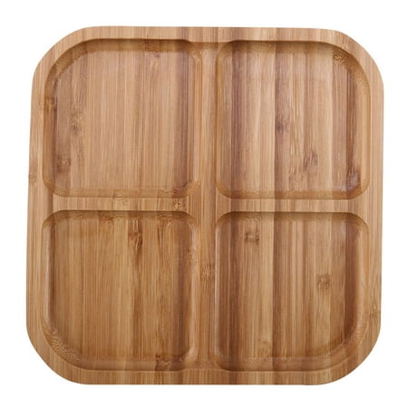 

4 Grids Bamboo Plate Rectangle Fruit Bread Tray Dishes Organizer Rack Refreshment Plate Kitchen Party Supplies