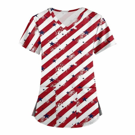 TKing Fashion Women Plus Size Scrubs Top V-Neck Short Sleeve Printed Pockets Work Blouse for Women Red S
TKing Fashion Women Plus Size Scrubs Top V-Neck Short Sleeve Printed Pockets Work Blouse for Women Red S