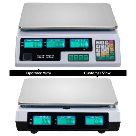 40kg/5g Digital Price Computing Scale for Vegetable US Plug Silver & White
