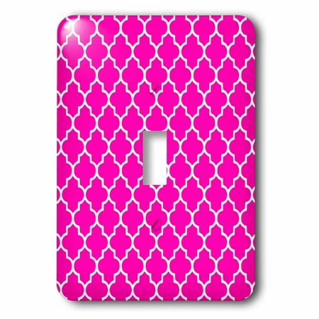 3dRose Hot pink quatrefoil pattern - girly Moroccan style - modern contemporary geometric clover lattice, 2 Plug Outlet Cover