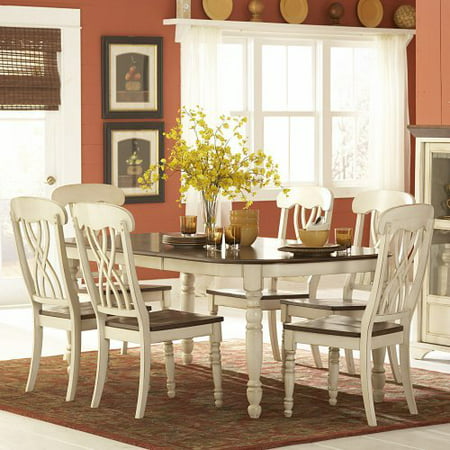 Homelegance Ohana 7 Piece Rectangle Dining Table Set - White & Cherry