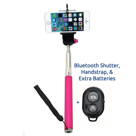 Minisuit Selfie Stick with Bluetooth Remote for Apple & Android Phones - Pink