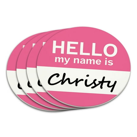 Christy Hello My Name Is Coaster Set
