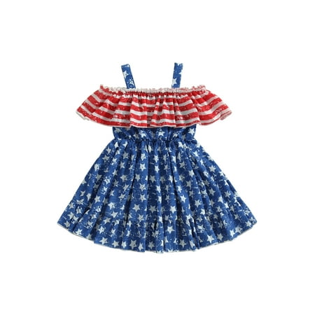 Qtinghua Newborn Baby Girls 4th of July Outfits Summer Casual Sling Dress Sleeveless Off Shoulder Stars Striped Dress
Qtinghua Newborn Baby Girls 4th of July Outfits Summer Casual Sling Dress Sleeveless Off Shoulder Stars Striped Dress
