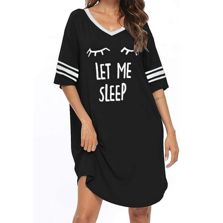 Women s Summer Round Neck Short Sleeves Cute Print Loose Casual Nightdress
Women s Summer Round Neck Short Sleeves Cute Print Loose Casual Nightdress