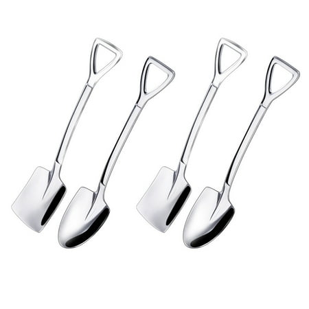4pcs Shovel Spoons Stainless Steel Ice Cream Scoop Spade Shovel Shape Spoons