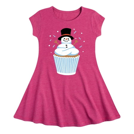 Instant Message - Snowman Cupcake - Toddler & Youth Girls Fit & Flare Dress