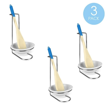 Spoon Rest with Tray and Spoon Chrome (3-Pack)