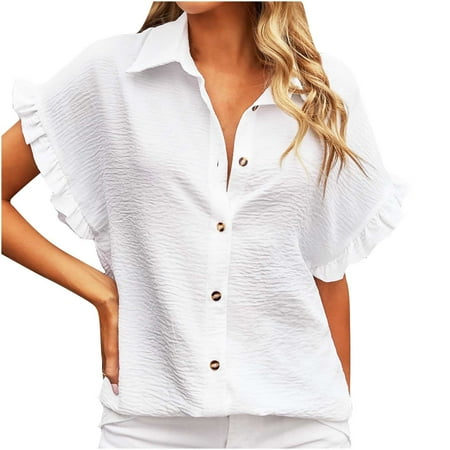 Blouses for Women Fashion 2023 Button Corset Tops Solid Color Button Ruffle Turndown Turndown Collar Short Sleeve One Shoulder Tops
Blouses for Women Fashion 2023 Button Corset Tops Solid Color Button Ruffle Turndown Turndown Collar Short Sleeve One Shoulder Tops
