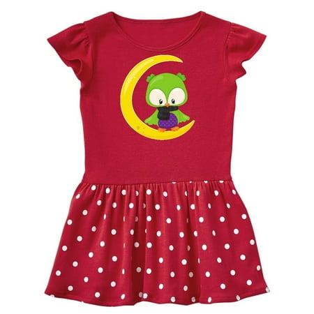 Inktastic Green Owl Owl On The Moon Young Moon Halloween Gift Baby Girl Dress