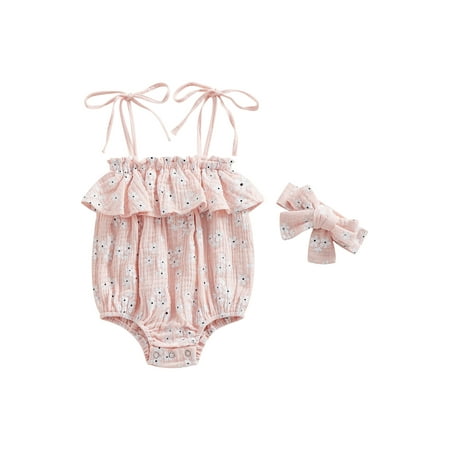 Genuiskids Newborn Baby Girls Floral Romper Summer Clothes Cotton Linen Infant Sleeveless Jumpsuit Bodysuit with Headband 0-24M
Genuiskids Newborn Baby Girls Floral Romper Summer Clothes Cotton Linen Infant Sleeveless Jumpsuit Bodysuit with Headband 0-24M