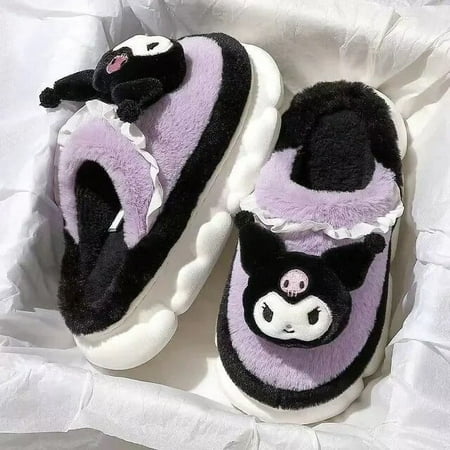 

Sanrio Cinnamoroll Hello Kitty Slippers Cute Kuromi Cotton Fuzzy Slippers My Melody Women‘s Winter Velvet Warm Home Shoes Gifts