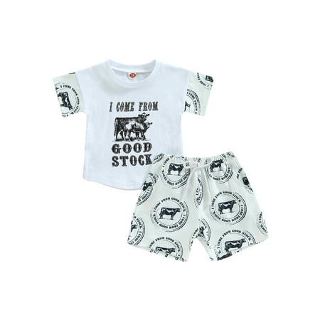 Qtinghua Western Baby Boy Summer Clothes Short Sleeve Letter T Shirt Cow Printed Elastic Waist Shorts Outfits White 18-24 Months
Qtinghua Western Baby Boy Summer Clothes Short Sleeve Letter T Shirt Cow Printed Elastic Waist Shorts Outfits White 18-24 Months