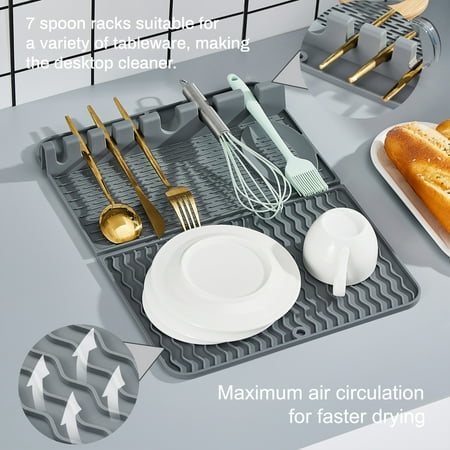 One opening Silicone Dish Drying Mat Multifunctional 7 Convex Racks Heat-resistant Silicone Mat for Kitchen Counter Sink Refrigerator
One opening Silicone Dish Drying Mat Multifunctional 7 Convex Racks Heat-resistant Silicone Mat for Kitchen Counter Sink Refrigerator