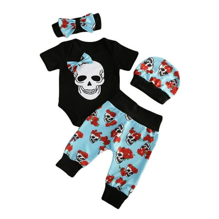 AMILIEe 4PCS Infant Baby Boys Girl Skull Romper Pants Headband Halloween Outfit Set
AMILIEe 4PCS Infant Baby Boys Girl Skull Romper Pants Headband Halloween Outfit Set