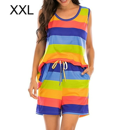 ELENXS 2pcs Pajama Set Striped Summer Shorts Woman Sleepwear Nightwear 
ELENXS 2pcs Pajama Set Striped Summer Shorts Woman Sleepwear Nightwear
