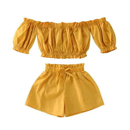 Rovga Girls Outfit Sets Toddler Kids Girls Clothes Summer Short Sleeve Solid Off Shoulder Ruffle T-Shirt Tops Bow Shorts Casual 2Pcs Outfits Set Baby Chothing Suit
Rovga Girls Outfit Sets Toddler Kids Girls Clothes Summer Short Sleeve Solid Off Shoulder Ruffle T-Shirt Tops Bow Shorts Casual 2Pcs Outfits Set Baby Chothing Suit