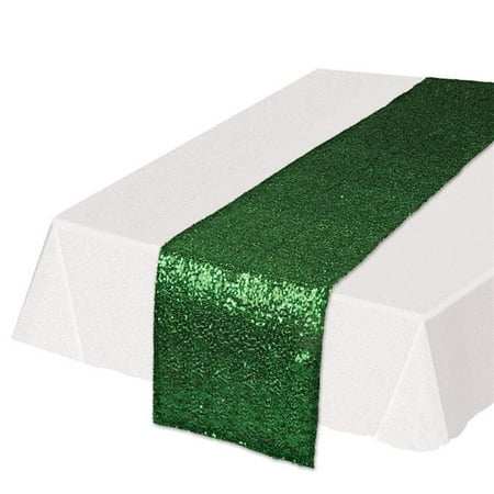 Sequined Table Runner Green