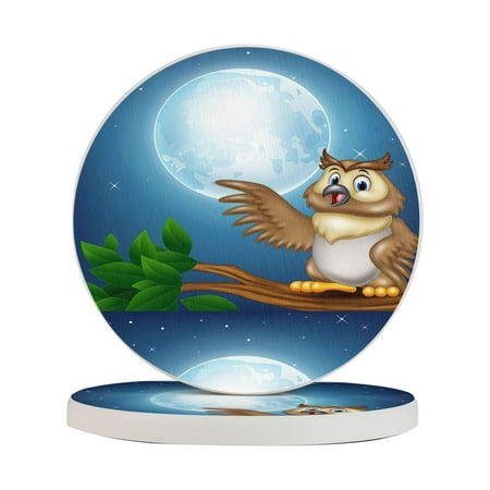 Circular Drink Coasters Set Cartoon Owl Branch Night Geometric Beautiful Home Decor Diatomite Heat-Resistant Diatomite Protect Table Countertop
Circular Drink Coasters Set Cartoon Owl Branch Night Geometric Beautiful Home Decor Diatomite Heat-Resistant Diatomite Protect Table Countertop