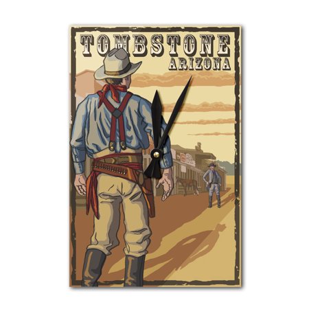 Tombstone, Arizona - Cowboy Standoff - Lantern Press Artwork (Acrylic Wall Clock)