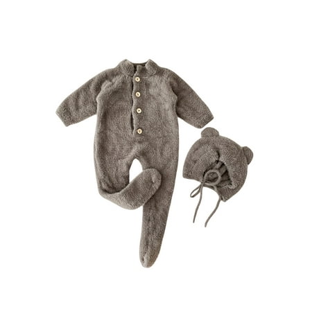 Sunisery Infant Baby Winter Plush Jumpsuit Solid Color Long Sleeve Round Neck Button Closure Romper Hat
Sunisery Infant Baby Winter Plush Jumpsuit Solid Color Long Sleeve Round Neck Button Closure Romper Hat