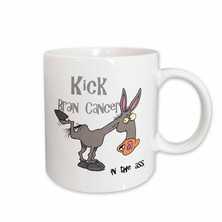3dRose Kick Brain Cancer In The Ass Awareness Ribbon Cause Design Ceramic Mug 11-ounce