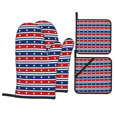 Oven Mitts and Pot Holders Sets 4 pcs - Fourth Of July Heat Resistant Silicone Oven Gloves with Non-Slip Silicone Surface and hot pads for kitchen Baking Cooking BBQ
Oven Mitts and Pot Holders Sets 4 pcs - Fourth Of July Heat Resistant Silicone Oven Gloves with Non-Slip Silicone Surface and hot pads for kitchen Baking Cooking BBQ