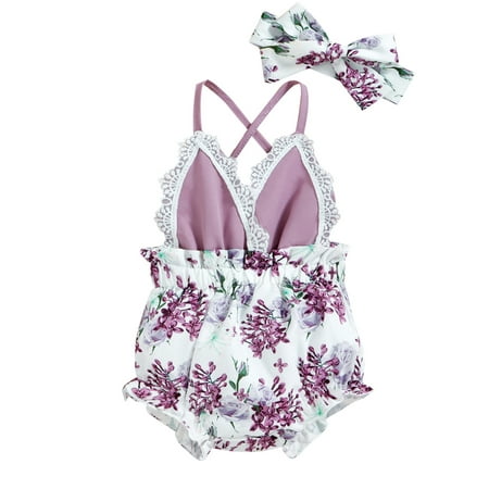 Sunisery Newborn Baby Girls Casual Romper Floral Printed Sleeveless Backless Lace Ruffled BodysuitHeadband Purple 3-6 Months
Sunisery Newborn Baby Girls Casual Romper Floral Printed Sleeveless Backless Lace Ruffled BodysuitHeadband Purple 3-6 Months